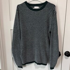 Men's Striped Crewneck Sweater - Green, Black and Gray